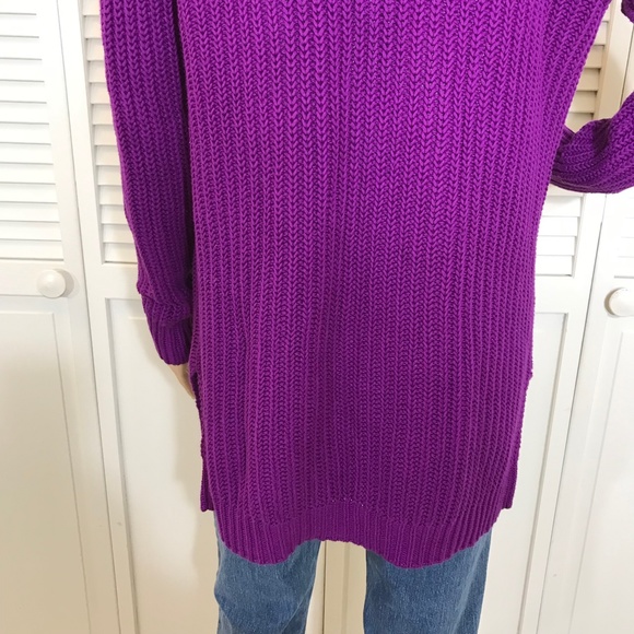 NWT Lauren by Ralph Lauren Bright Purple Cotton Sweater XS - Picture 7 of 14